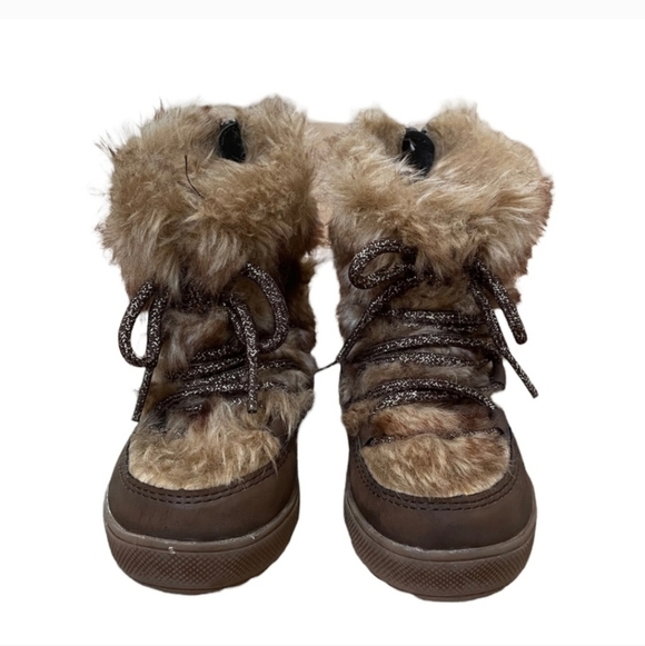 Cozy Brown Fur-Lined Kids Boots - Picture 1 of 10